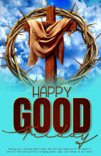 Turquoise Illustrative Good Friday Half Page Wide Video Media Página Ancho template