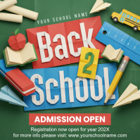 Turquoise Illustrative School Admission Square 方形(1:1) template