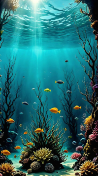 Türkis Underwater Scene Digitalt display Template