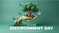 Turquoise Illustrative World Environment Day Digital Display Digitalanzeige (16:9) template
