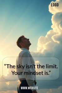 Turquoise Inspirational Quote Poster Video. The Sky Isn’t the Limit – Motivational Mindset Video template