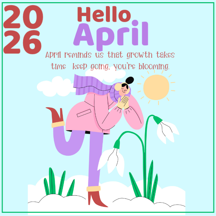 Turquoise Joyful April Motivation Instagram Post Template | PosterMyWall