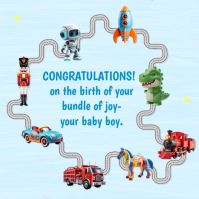 Turquoise Baby Boy Birth Announcement Сообщение Instagram Template