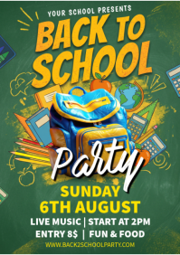 Turquoise Joyful Back to School Party A5 template