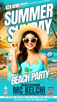 Turquoise Joyful Beach Party Instagram Story template