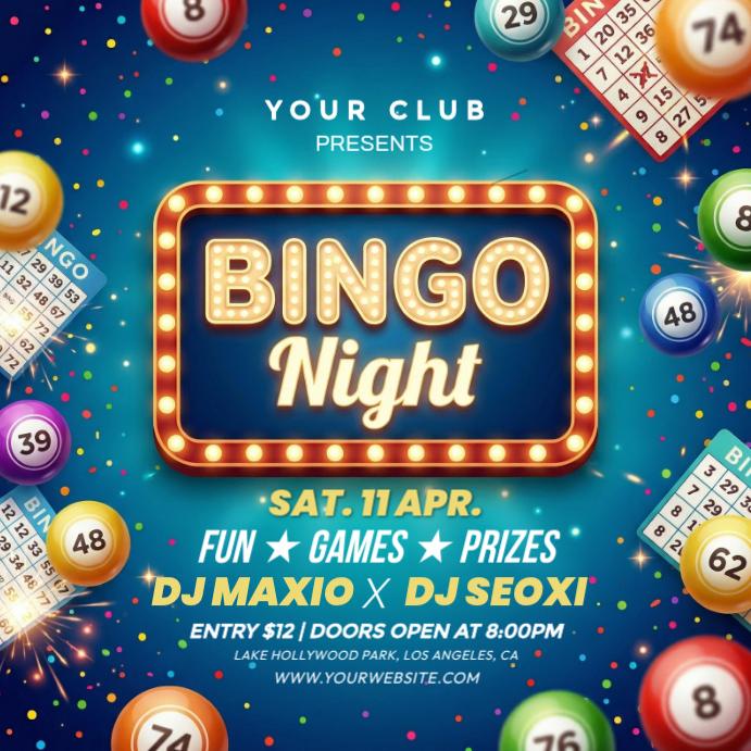 Turquoise Joyful Bingo Night Event Instagram Post Template | PosterMyWall