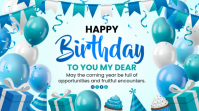 Turquoise Birthday Celebration Ecrã digital Template
