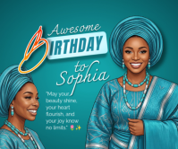 Turquoise Joyful Birthday Celebration Large Rectangle Großes Rechteck template