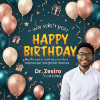 Turquoise Birthday Celebration Quadrato Template