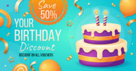 สีเทอร์ควอยซ์ Birthday Discount Promotion Facebook Shared Image Template