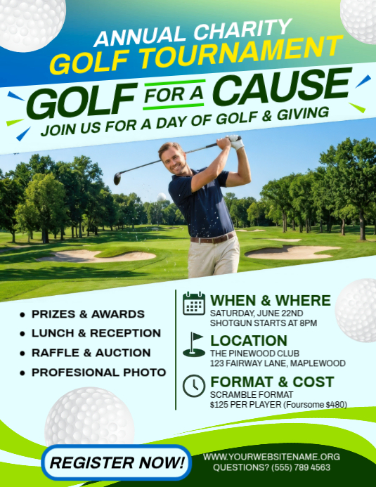 Plantilla de Turquoise Joyful Charity Golf Tournament Flyer | PosterMyWall