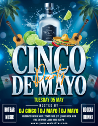 Turquoise Joyful Cinco de Mayo Party Flyer template