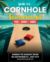 Turquoise Cornhole Tournament Instagram Portrait Template