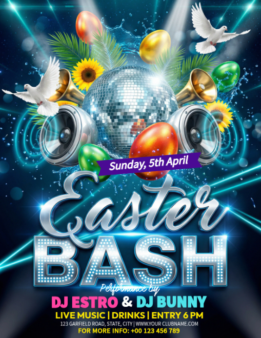 Turquoise Joyful Easter Bash Flyer Template | PosterMyWall