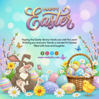 Turquoise Joyful Easter Celebration Instagram Post template