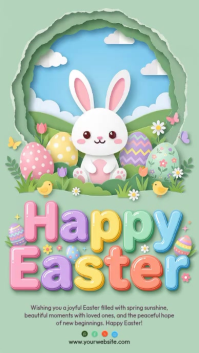 Turquoise Joyful Easter Celebration Instagram Story Video template