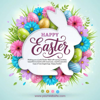 Turquoise Joyful Easter Celebration Square Video Cuadrado (1:1) template