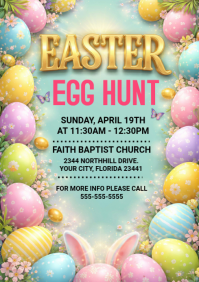 Turquoise Joyful Easter Egg Hunt A4 template