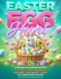 Turquoise Joyful Easter Egg Hunt Flyer template