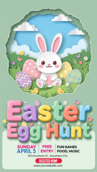 Turquoise Joyful Easter Egg Hunt Instagram Story Video template