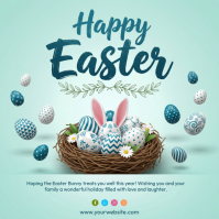 Turquoise Joyful Easter Greeting Square Kvadrat (1:1) template