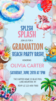 Turquoise Joyful Graduation Beach Party Instagram Story Instagram-Story template