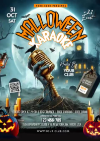 Turquoise Halloween Karaoke Event A2 Template