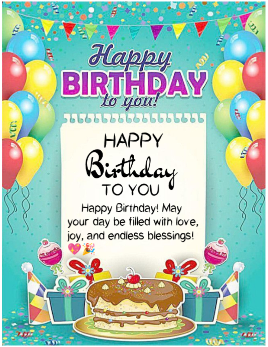 Turquoise Joyful Happy Birthday Greeting Flyer Template | PosterMyWall