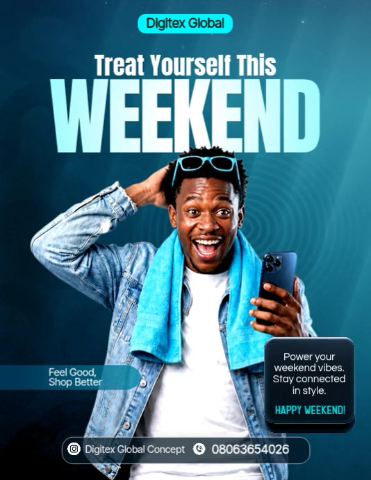 Plantilla de Turquoise joyful happy weekend flyer video | PosterMyWall