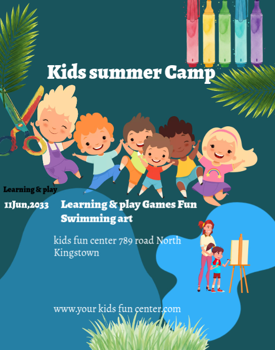 Copy of Turquoise Joyful Kids Summer Camp Poster/Wallboard | PosterMyWall