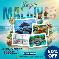 Turquoise Joyful Maldives Vacation Promotion Instagram Post template