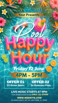 Turquoise Joyful Pool Happy Hour Instagram Story template