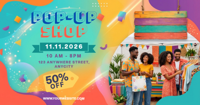 Turquoise Joyful Pop Up Shop Sale Facebook Shared Image Template ...