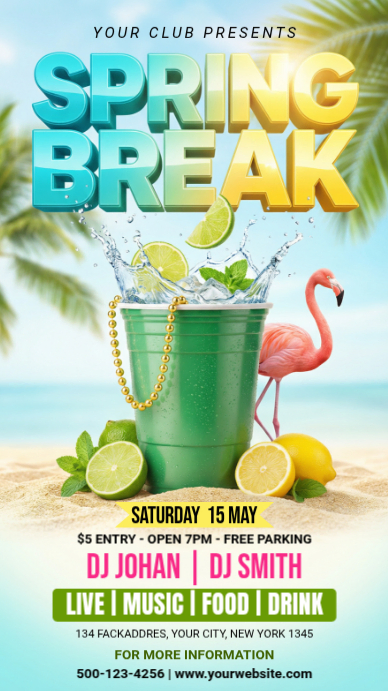 Turquoise Joyful Spring Break Party Instagram Story Template | PosterMyWall