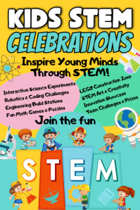Turkusowy STEM Kids Celebration Poster Template