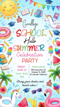 Turquoise Joyful Summer Party Instagram Story Video template