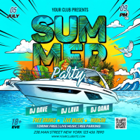 Turquoise Joyful Summer Party Square Cuadrado (1:1) template