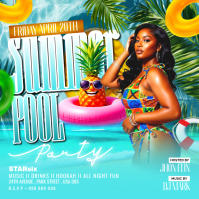 Turquoise Joyful Summer Pool Party Instagram Post template