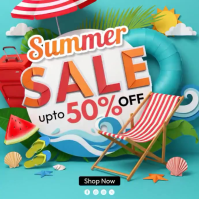 Turquoise Joyful Summer Sale Square Video template