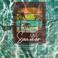 蓝绿色 Summer Vibes Instagram Post Template