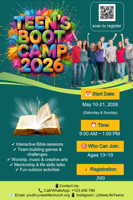 Modèle Turquoise Joyful Teen Boot Camp Poster | PosterMyWall