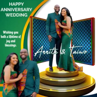 Turquoise Joyful Wedding Anniversary Instagram Post Video template