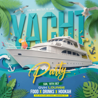 Turquoise Joyful Yacht Party Instagram Post Instagram-Beitrag template