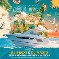Turquoise Joyful Yacht Party Instagram Post Instagram-Beitrag template