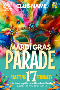 Turquoise Mardi Gras Parade Banner 4' × 6' template