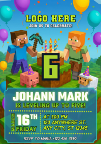 Minecraft Birthday Party A4 Template | PosterMyWall