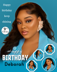 Turquoise Birthday Celebration Instagram Portrait Template