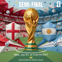 Turquoise Modern & Minimal FIFA World Cup Semi-Final Match Day Cuadrado (1:1) template