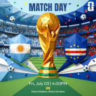 Turquoise Modern & Minimal Football Argentina vs Cabo Verde Match Announcement Quadrat (1:1) template