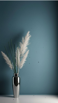 Turquoise Minimalist Floral Decor งานแสดงผลงานแบบดิจิทัล Template